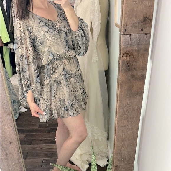 The impeccable pig Snake Print V-Neck Dress size medium - Picture 1 of 6